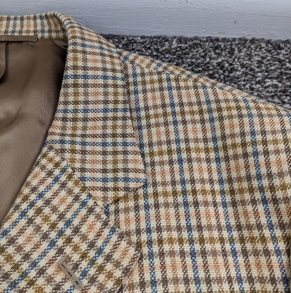 Sartoria Partenopea Sport Coat Silk Wool Linen Checked Multicolor 46R - Picture 3 of 15